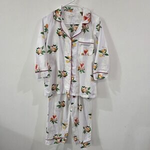 Bed Head Pajamas Womens Xs Cocktails Pajama Set Floral Fruit 3/4 Sleeve